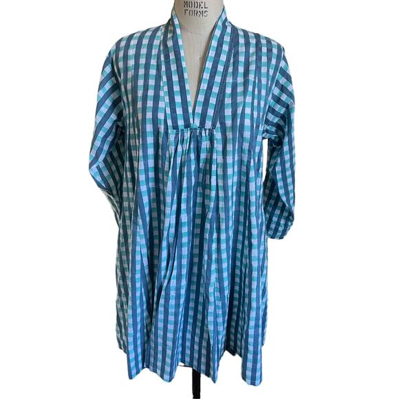 mes filles Wallis Mini Dress in Blue Green Gingham Check Size 1 Small/ Medium - Picture 1 of 8